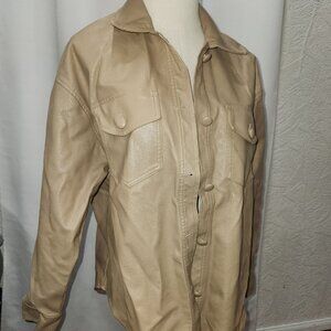 Le Lis Cream tan leather jacket button down